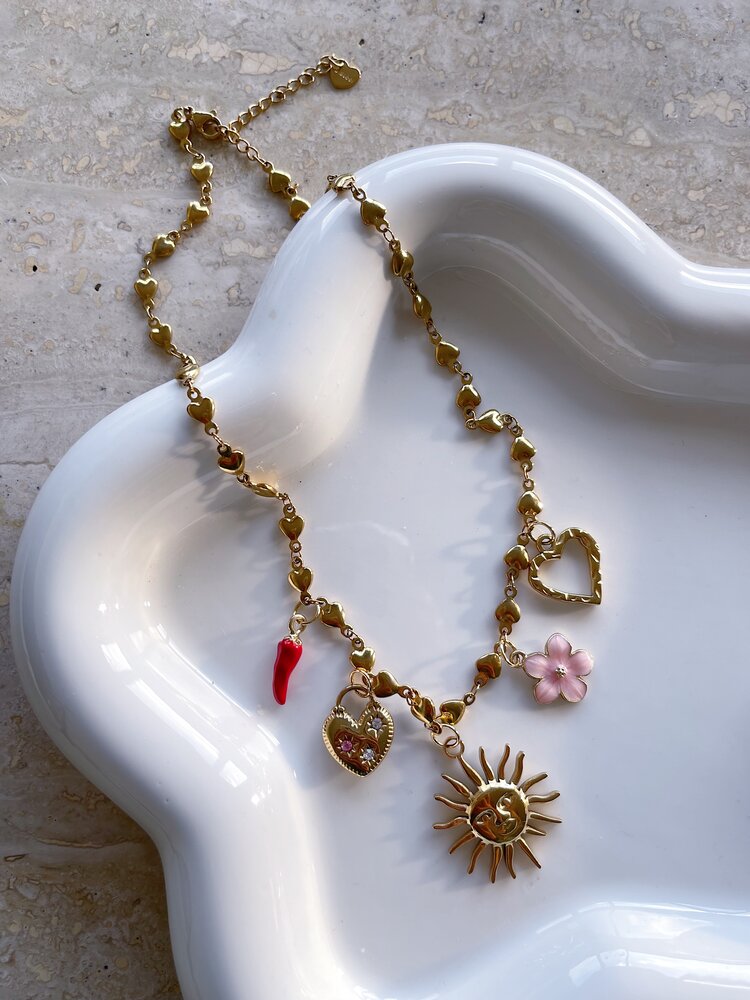 Gold 5 Mixed Charms Necklace / Type B7