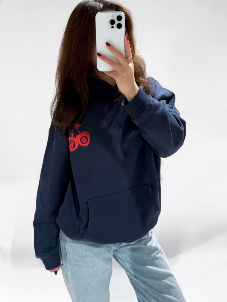 Eight Ball Cherry Hoodie / Navy Blue