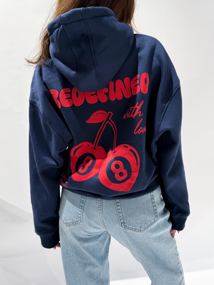 Eight Ball Cherry Hoodie / Navy Blue