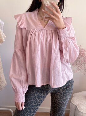 Lenae Ruffle Blouse / Dusty Pink