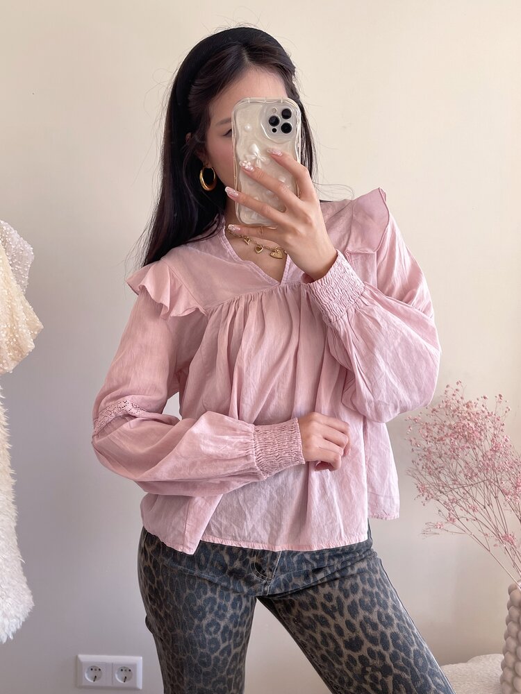 Lenae Ruffle Blouse / Dusty Pink