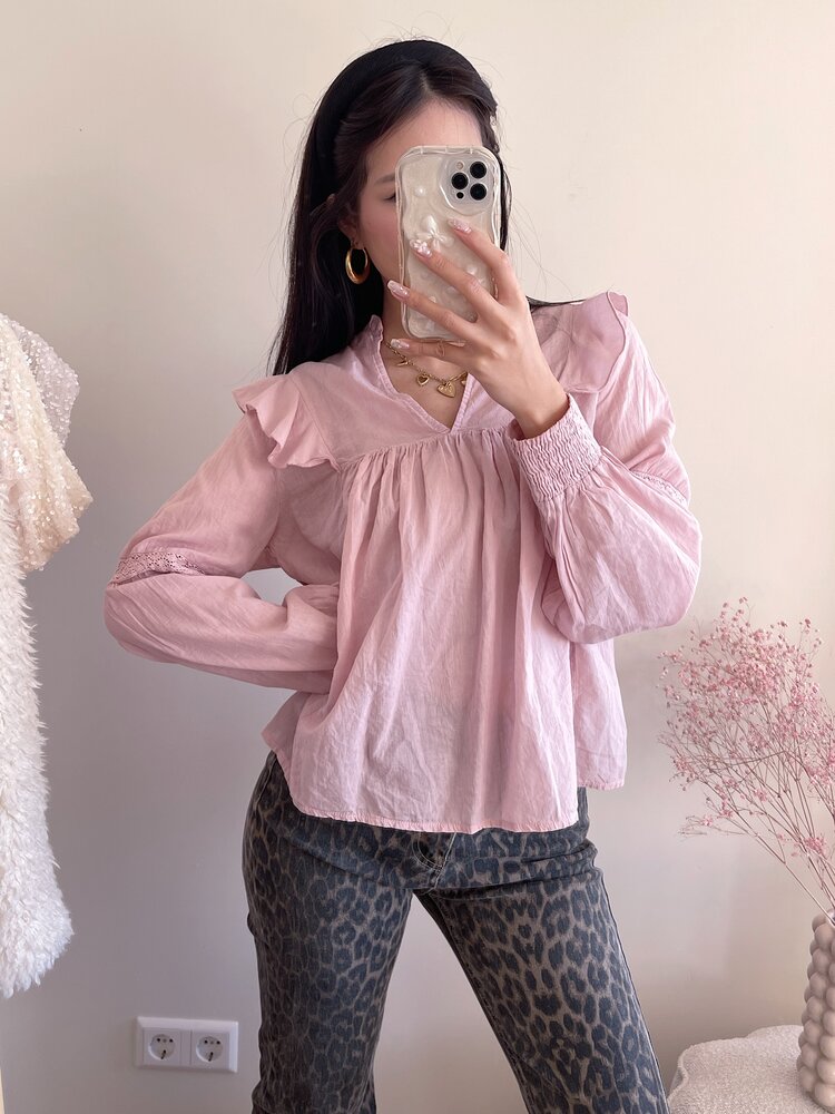 Lenae Ruffle Blouse / Dusty Pink