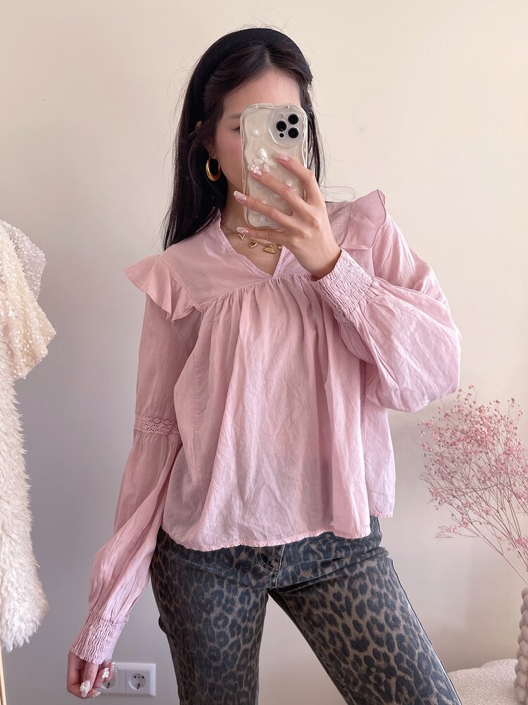 Lenae Ruffle Blouse / Dusty Pink