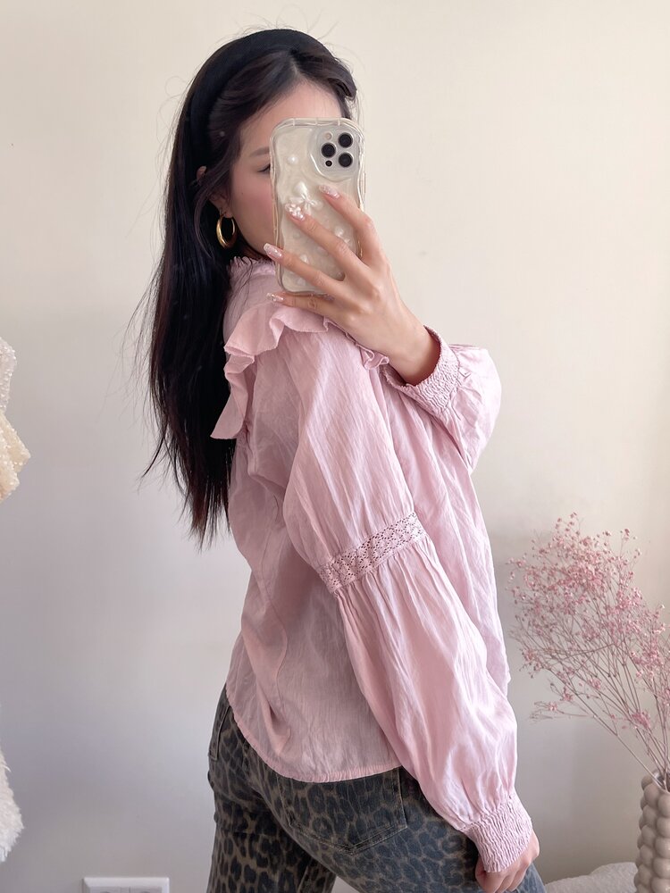 Lenae Ruffle Blouse / Dusty Pink