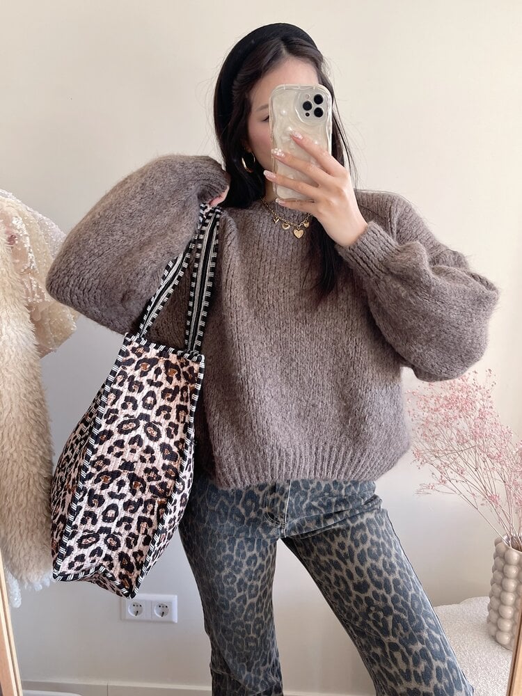 Macie Leopard Shopper Bag / Brown