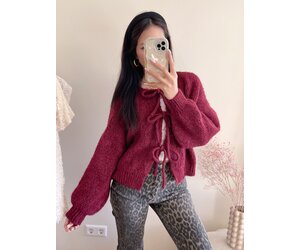Nimi Bow Knit Sweater / Bordeaux Red - Hello My Love
