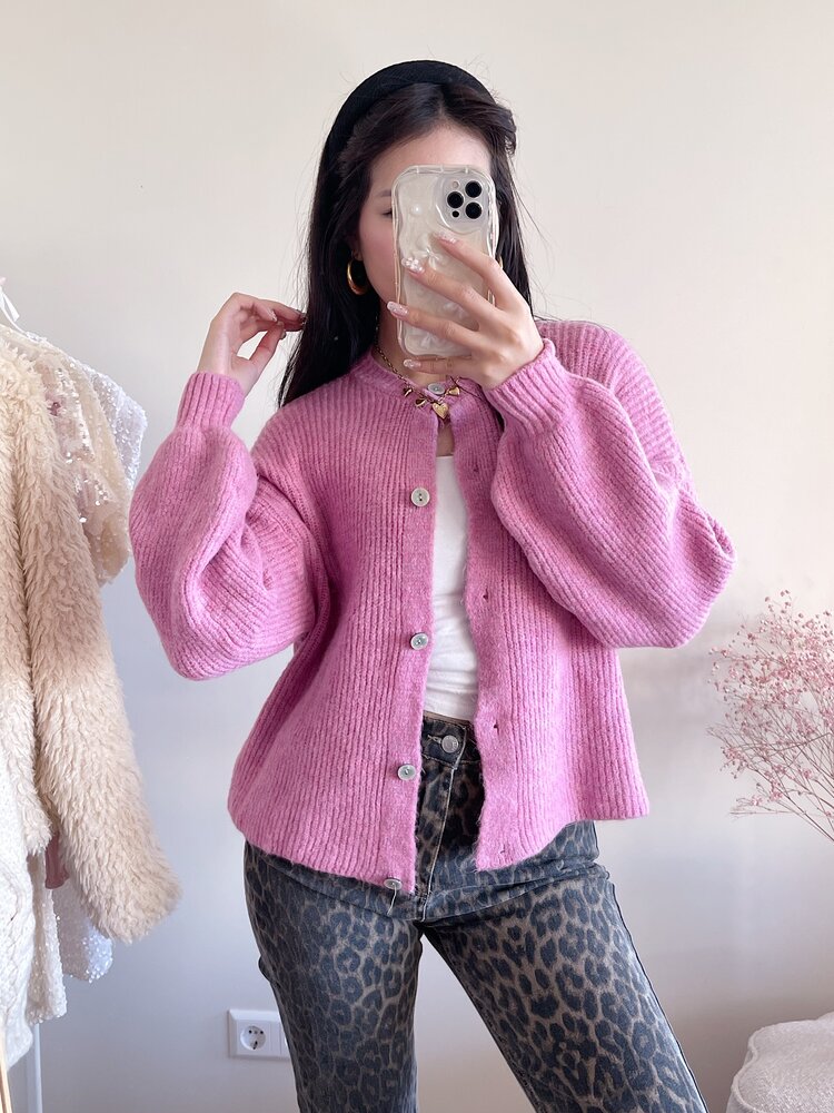 Josefine Button Knit Cardigan / Pink
