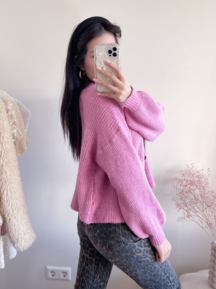 Josefine Button Knit Cardigan / Pink