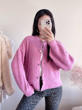 Josefine Button Knit Cardigan / Pink