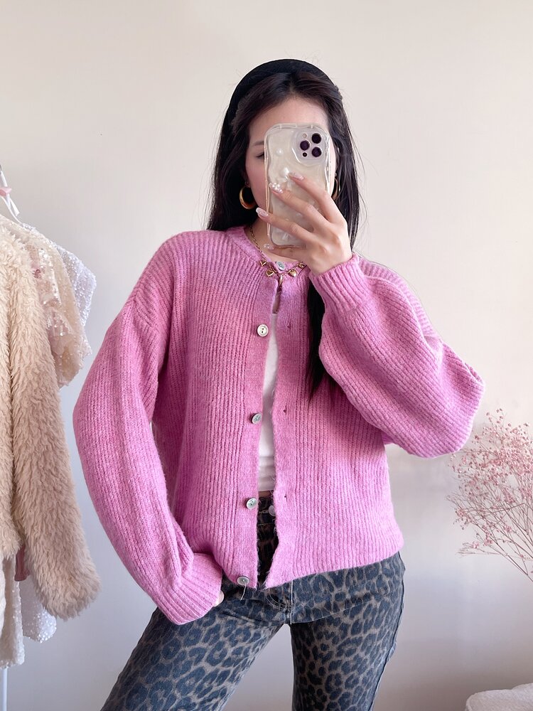 Josefine Button Knit Cardigan / Pink