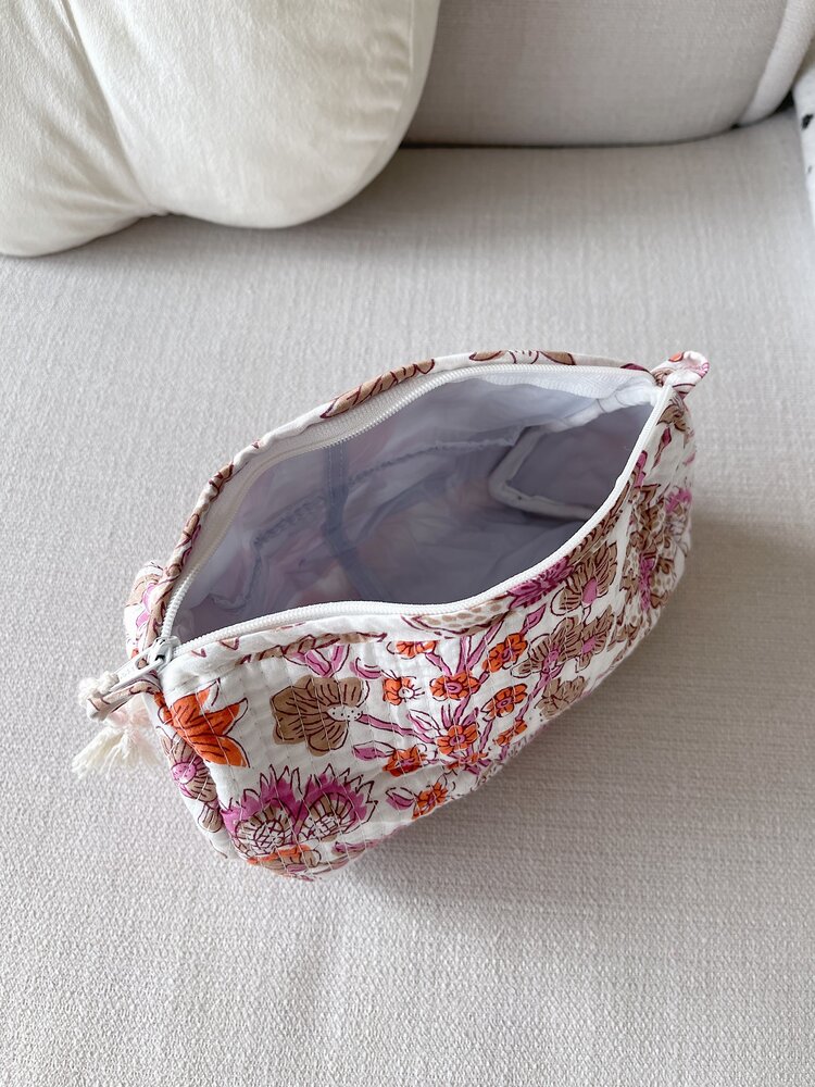 Bali Flower Pouch / White & Pink (S)