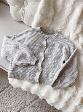 Josefine Button Knit Cardigan / Light Grey