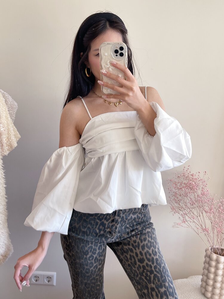 Linde Puff Sleeve Top / White