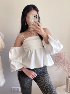 Linde Puff Sleeve Top / White