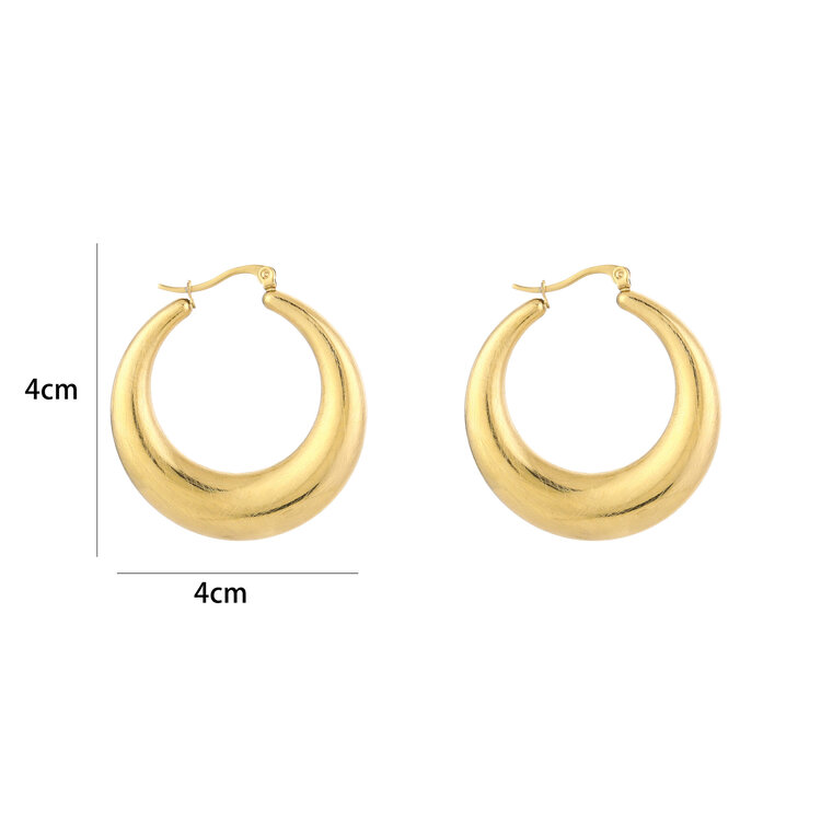 Gold Lucia Hoop Earrings / Brushed