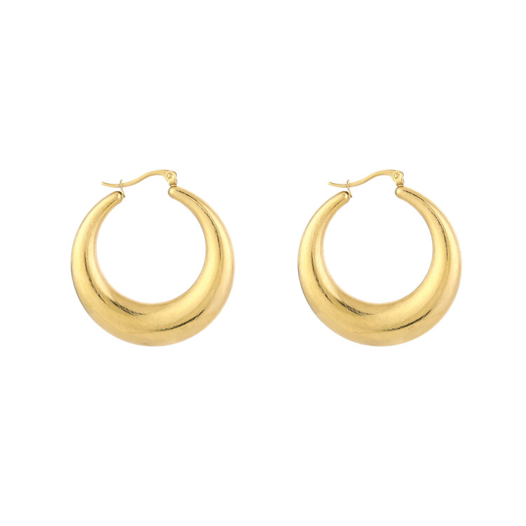 Gold Lucia Hoop Earrings / Brushed