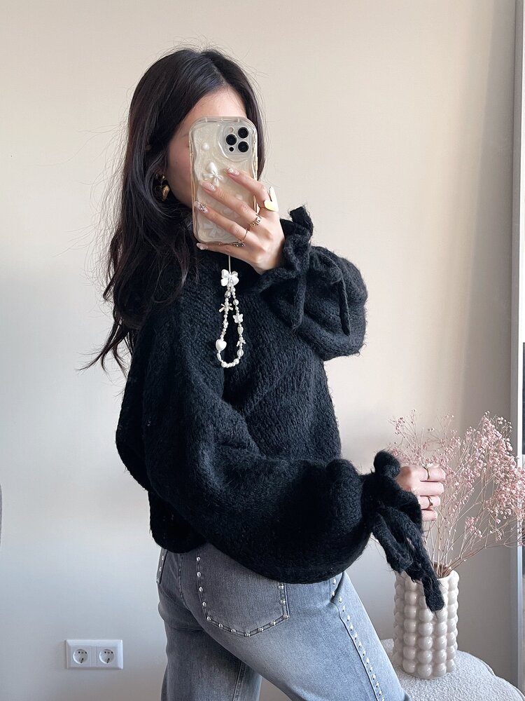 Aileen Oversized Bow Knit Sweater / Black