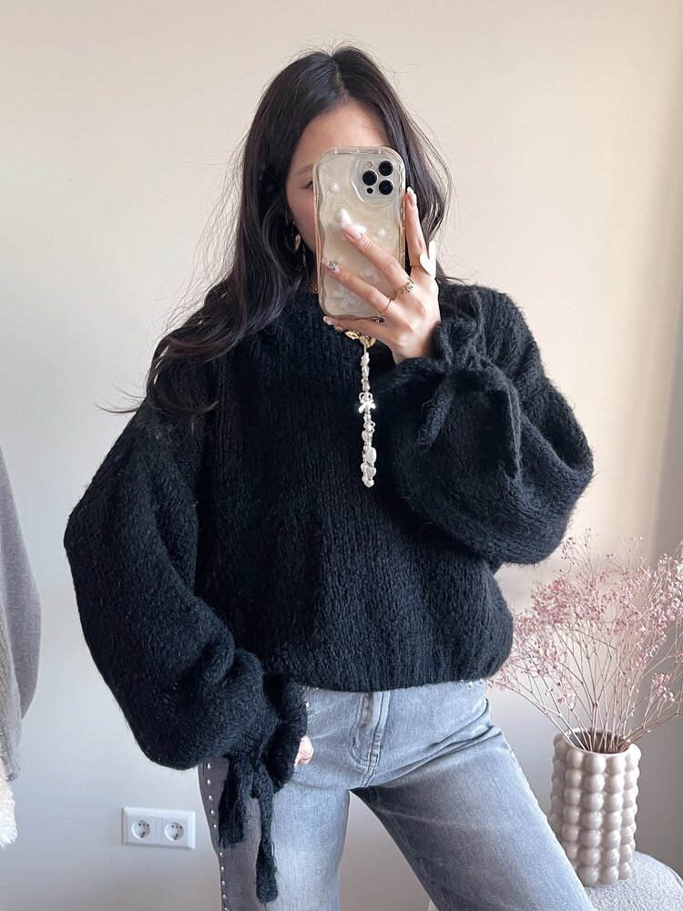 Aileen Oversized Bow Knit Sweater / Black