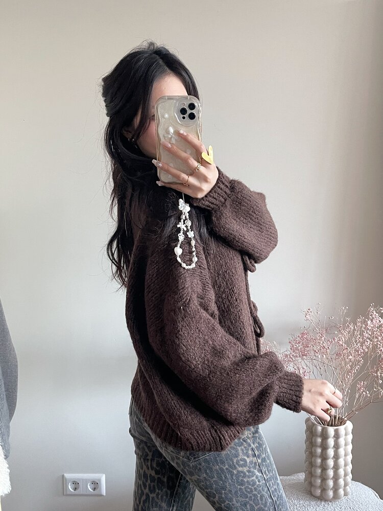 Nimi Bow Knit Sweater / Brown