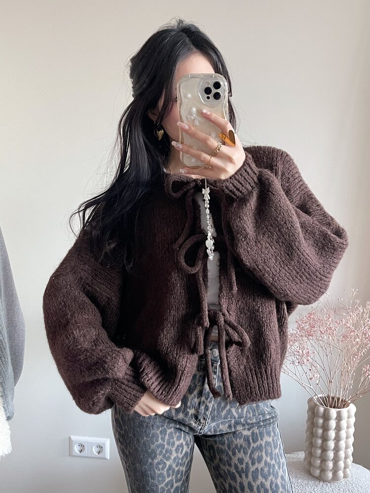 Nimi Bow Knit Sweater / Brown