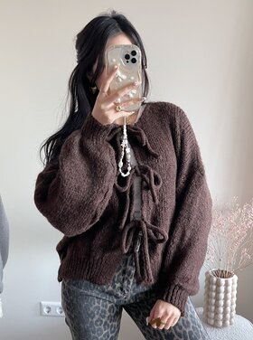 Nimi Bow Knit Sweater / Brown