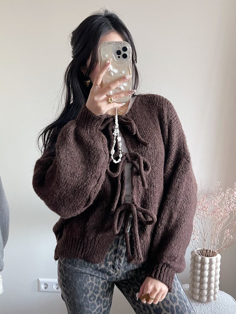 Nimi Bow Knit Sweater / Brown