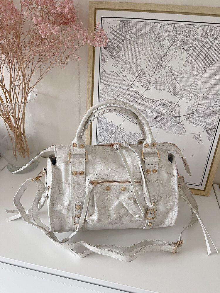 Sara City Studs Bag / Beige Ecru