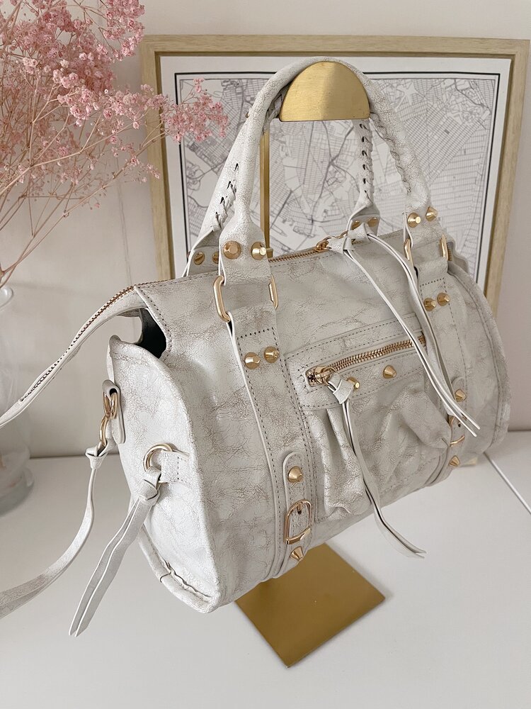 Sara City Studs Bag / Beige Ecru