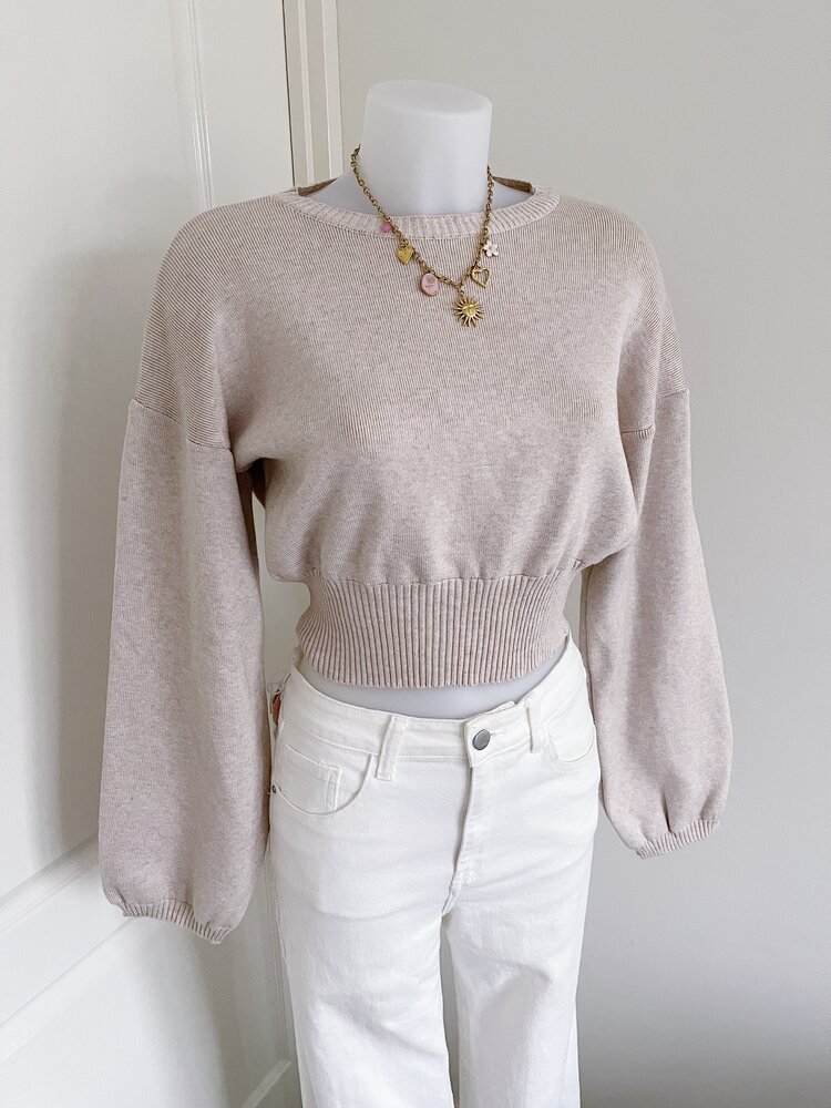 Lana Basic Crop Sweater / Beige