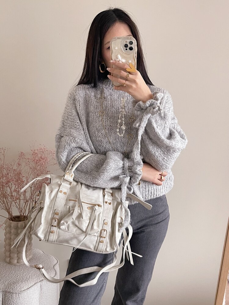 Sara City Studs Bag / Beige Ecru