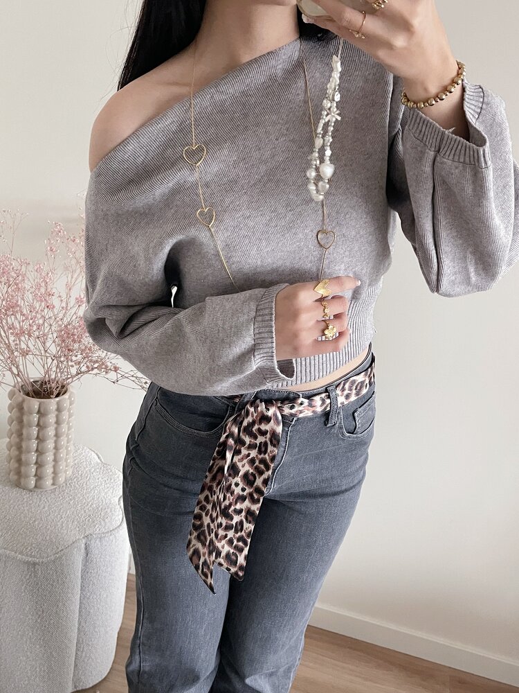 Joyce Off Shoulder Sweater / Grey