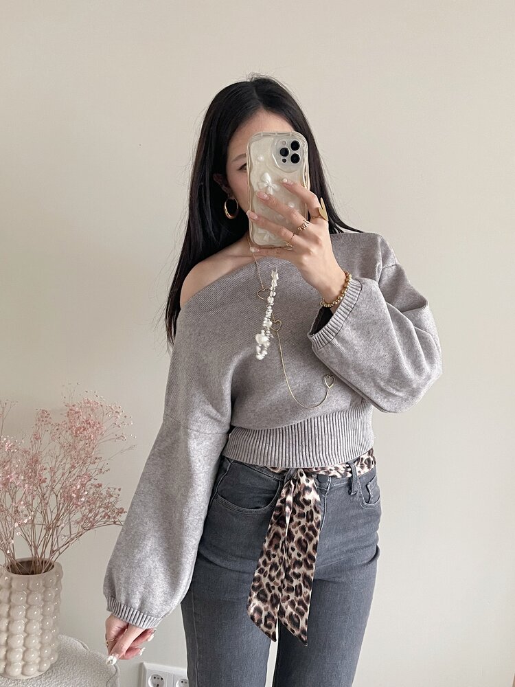 Joyce Off Shoulder Sweater / Grey