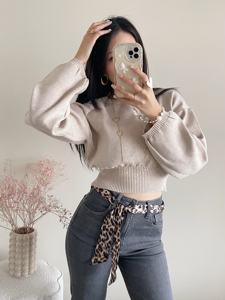 Lana Basic Crop Sweater / Beige