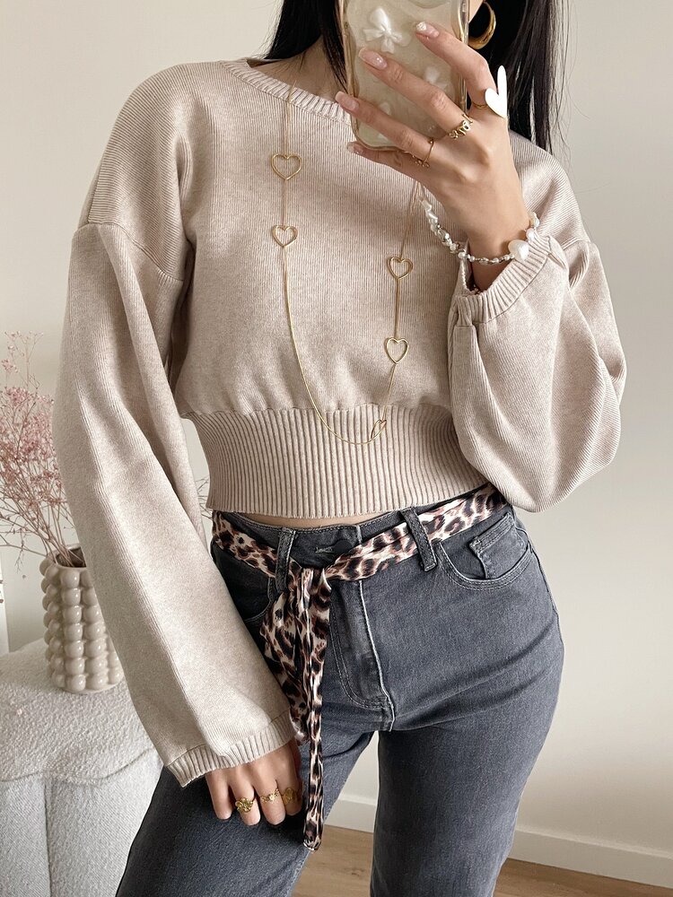 Lana Basic Crop Sweater / Beige