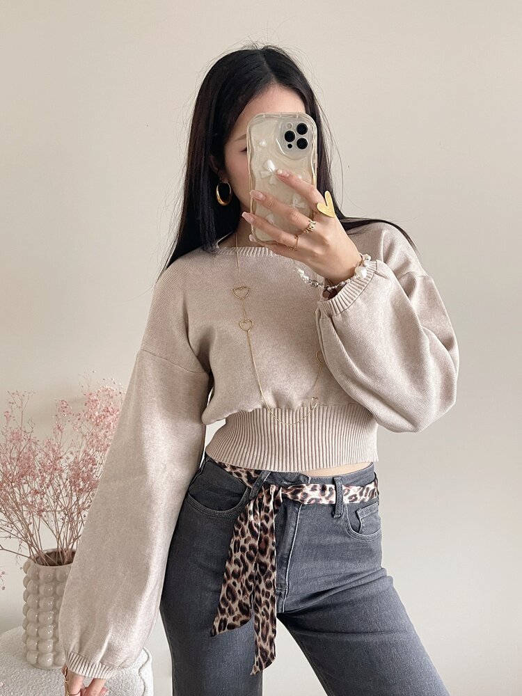 Lana Basic Crop Sweater / Beige