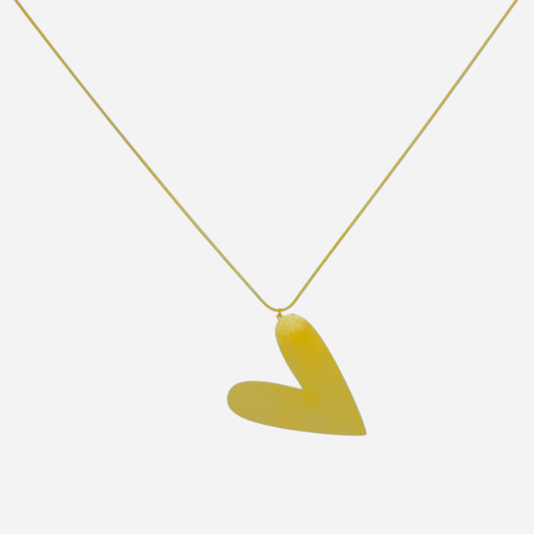 Gold Statement Heart Long Necklace