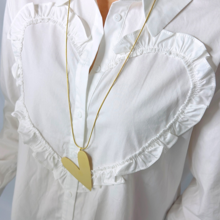 Gold Statement Heart Long Necklace