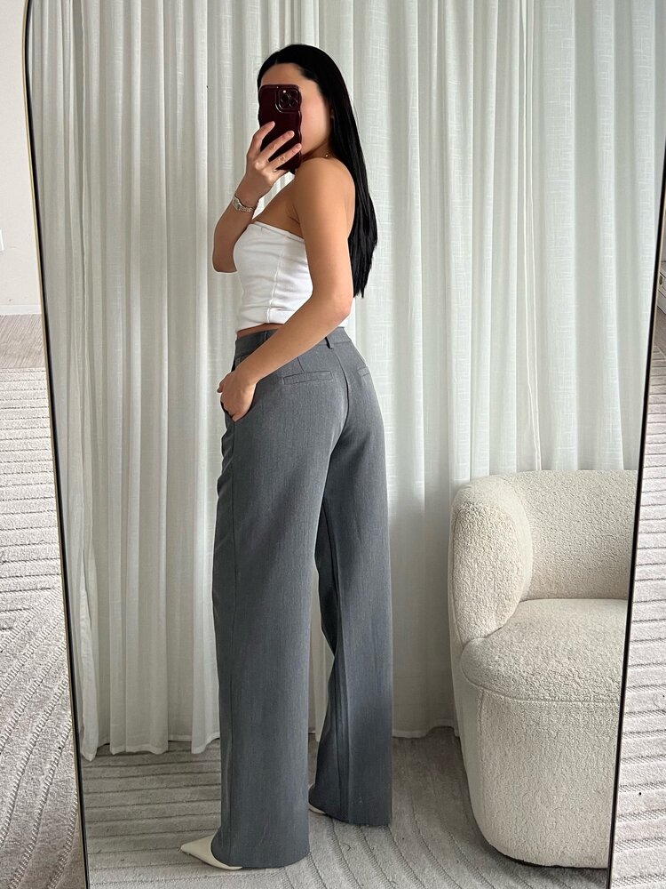 Lova Low Waist Straight Leg Trousers / Grey (TALL)