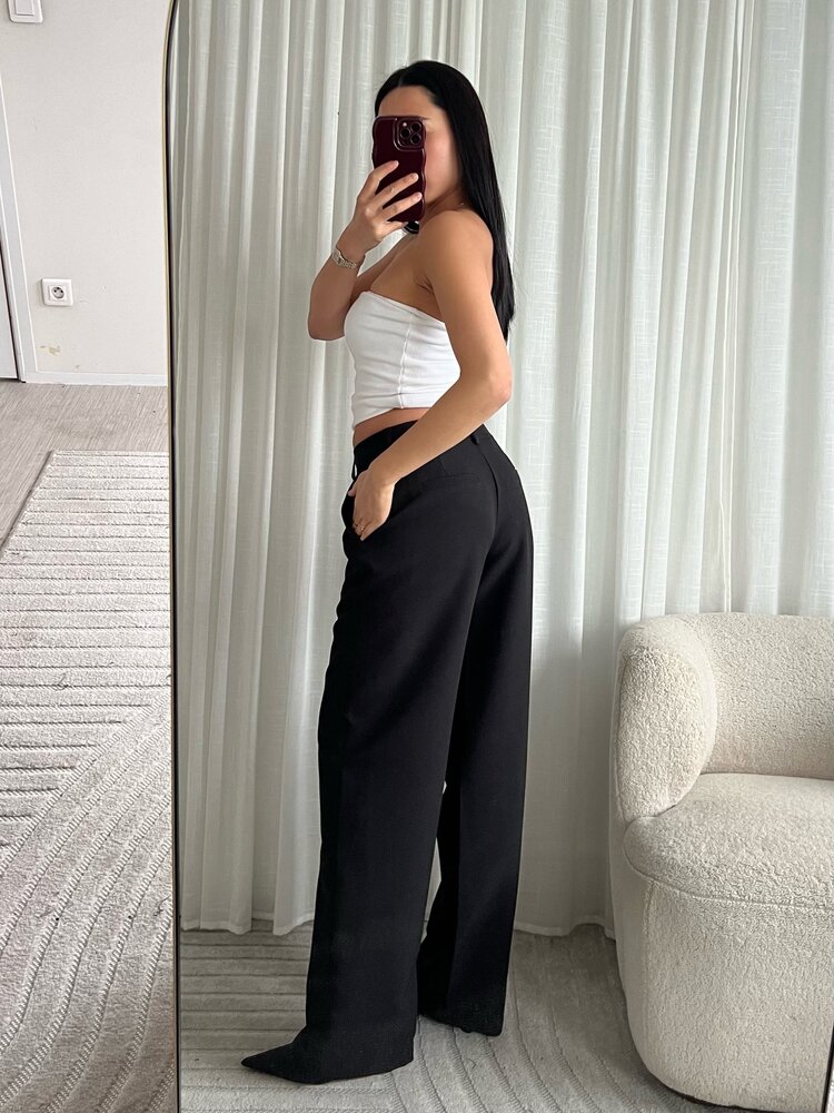 Lova Low Waist Straight Leg Trousers / Black (TALL)