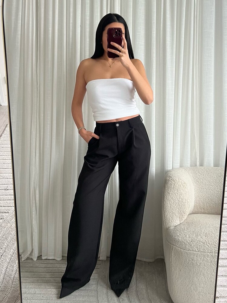 Lova Low Waist Straight Leg Trousers / Black (TALL)