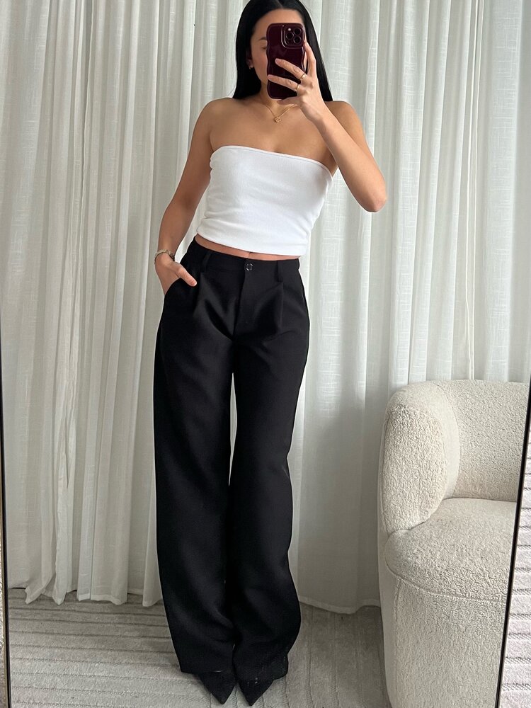 Lova Low Waist Straight Leg Trousers / Black (TALL)