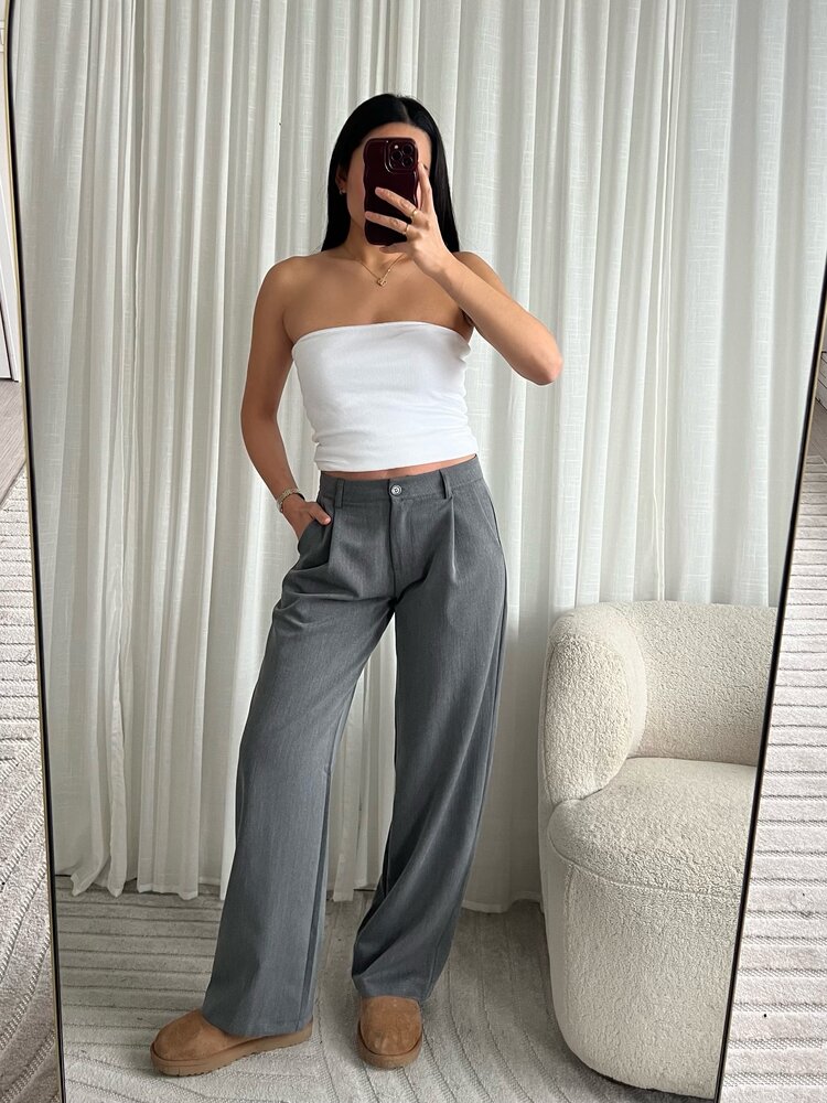 Lova Low Waist Straight Leg Trousers / Grey (REGULAR)