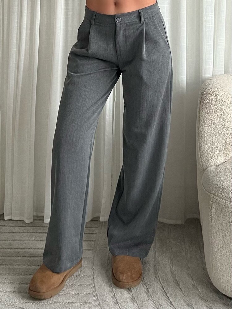 Lova Low Waist Straight Leg Trousers / Grey (REGULAR)