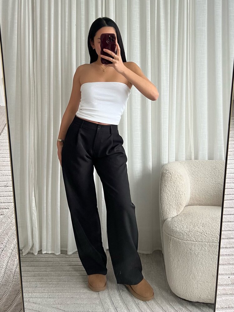 Lova Low Waist Straight Leg Trousers / Black (REGULAR)