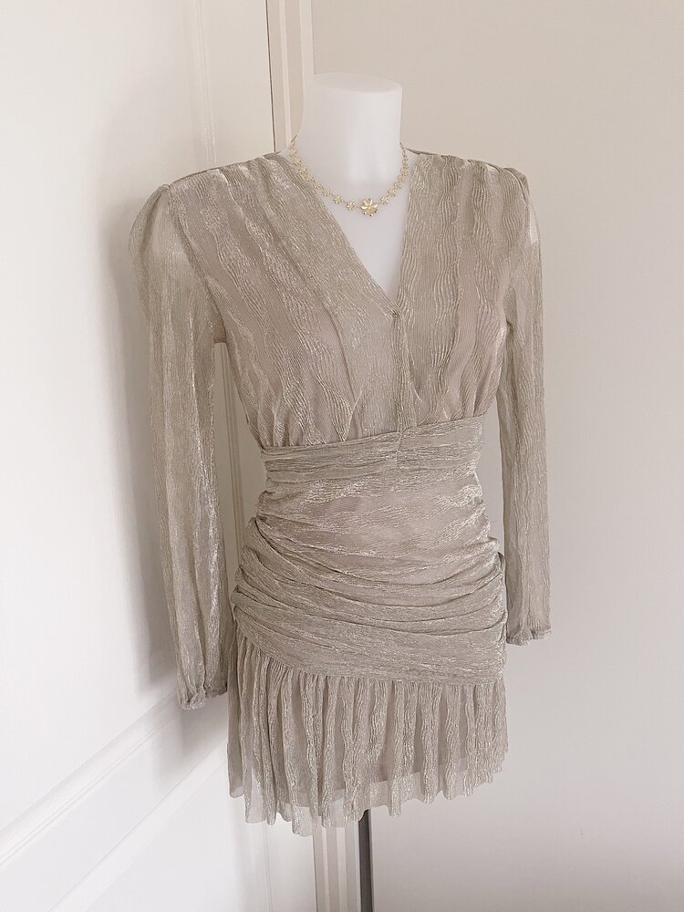 Marina Lurex Pleated Dress / Gold