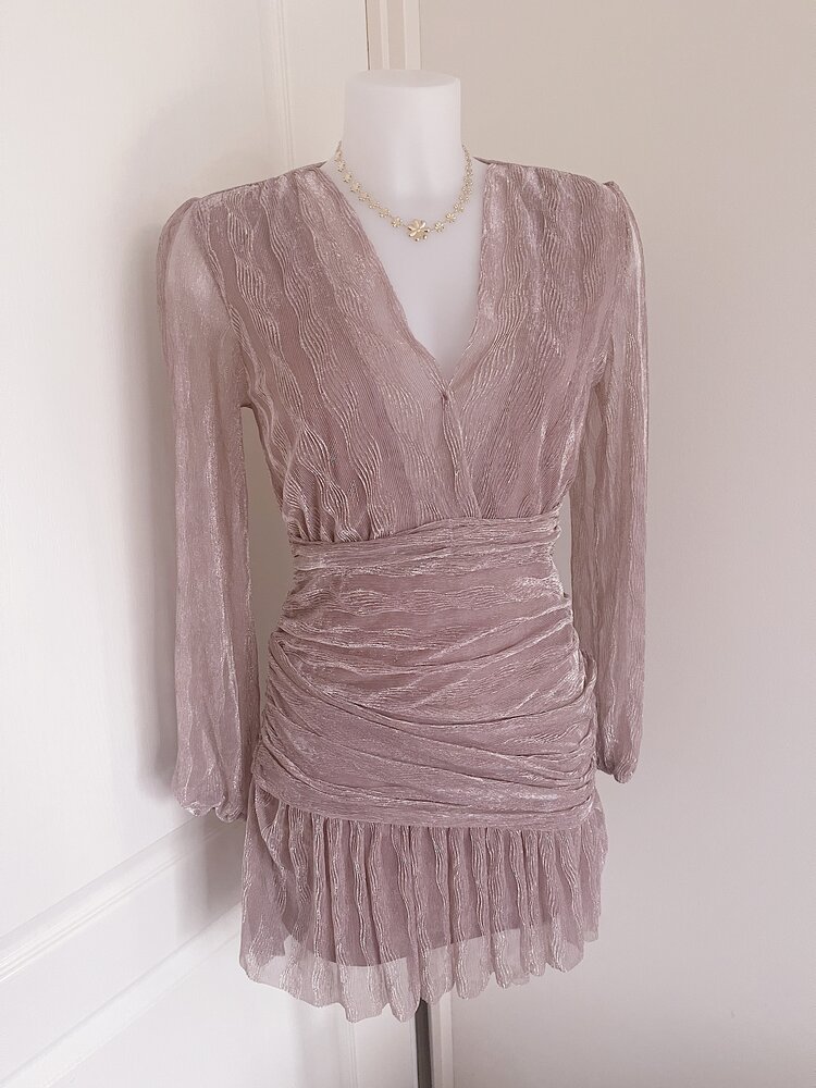 Marina Lurex Pleated Dress / Pink