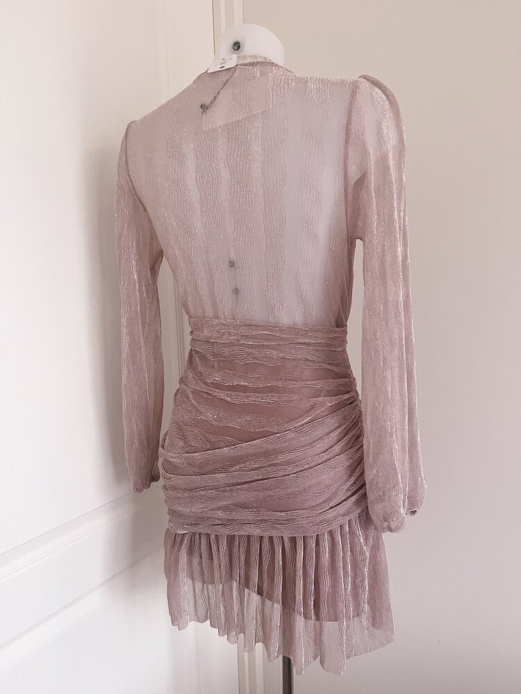 Marina Lurex Pleated Dress / Pink