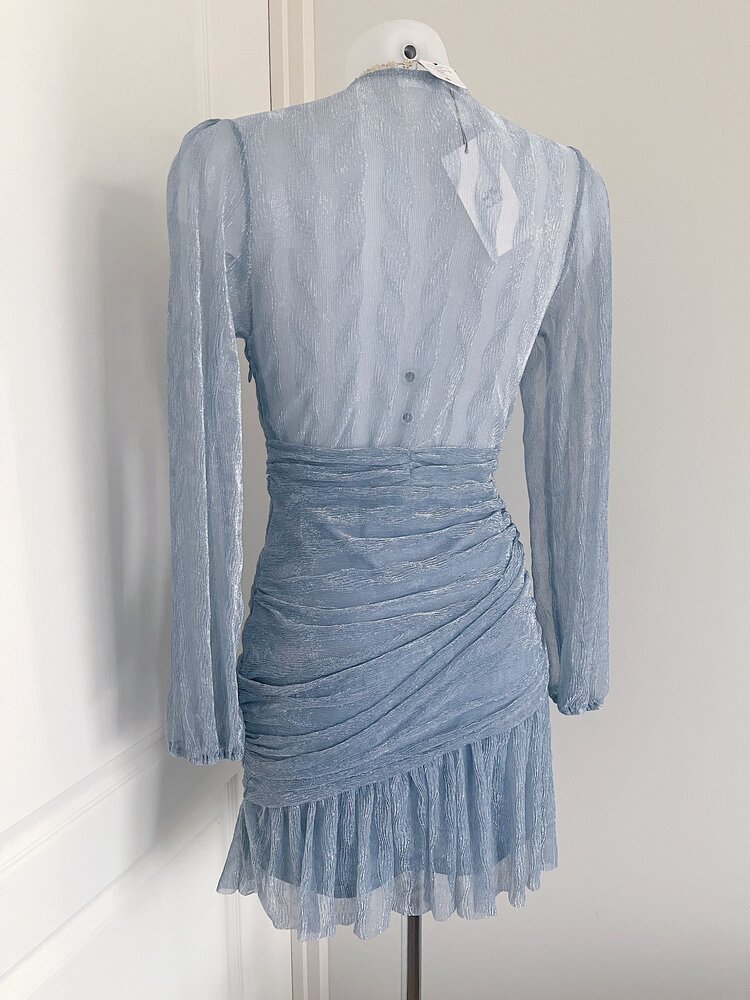 Marina Lurex Pleated Dress / Blue