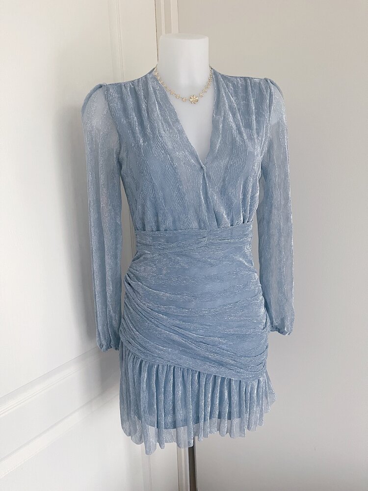 Marina Lurex Pleated Dress / Blue