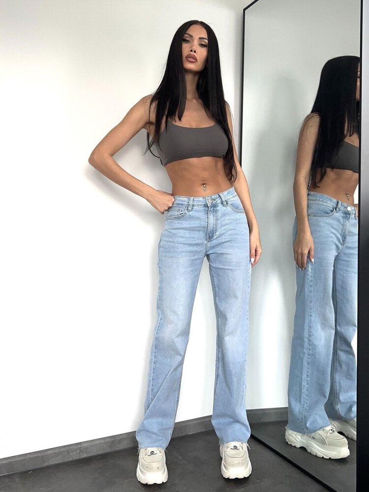 Jionni Mid Waist Straight Leg Jeans / Blue